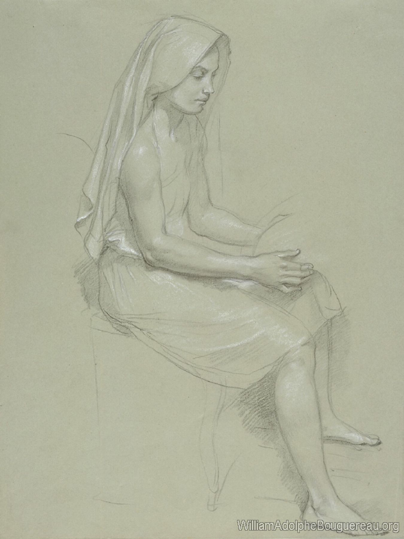 Study of a Seated Veiled Female Figure